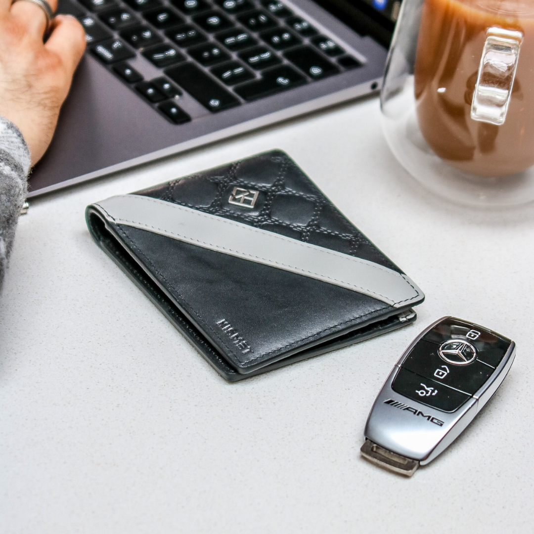Black Card Holder Wallet | Black and Grey Wallet | Kismet London