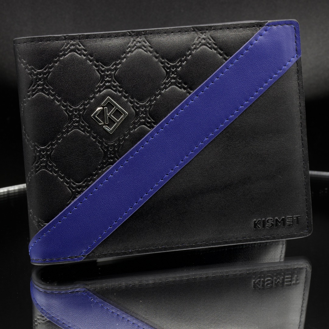 Black and Blue Leather WalletCard Wallets Women's | Black and Blue Wallet | Kismet London
