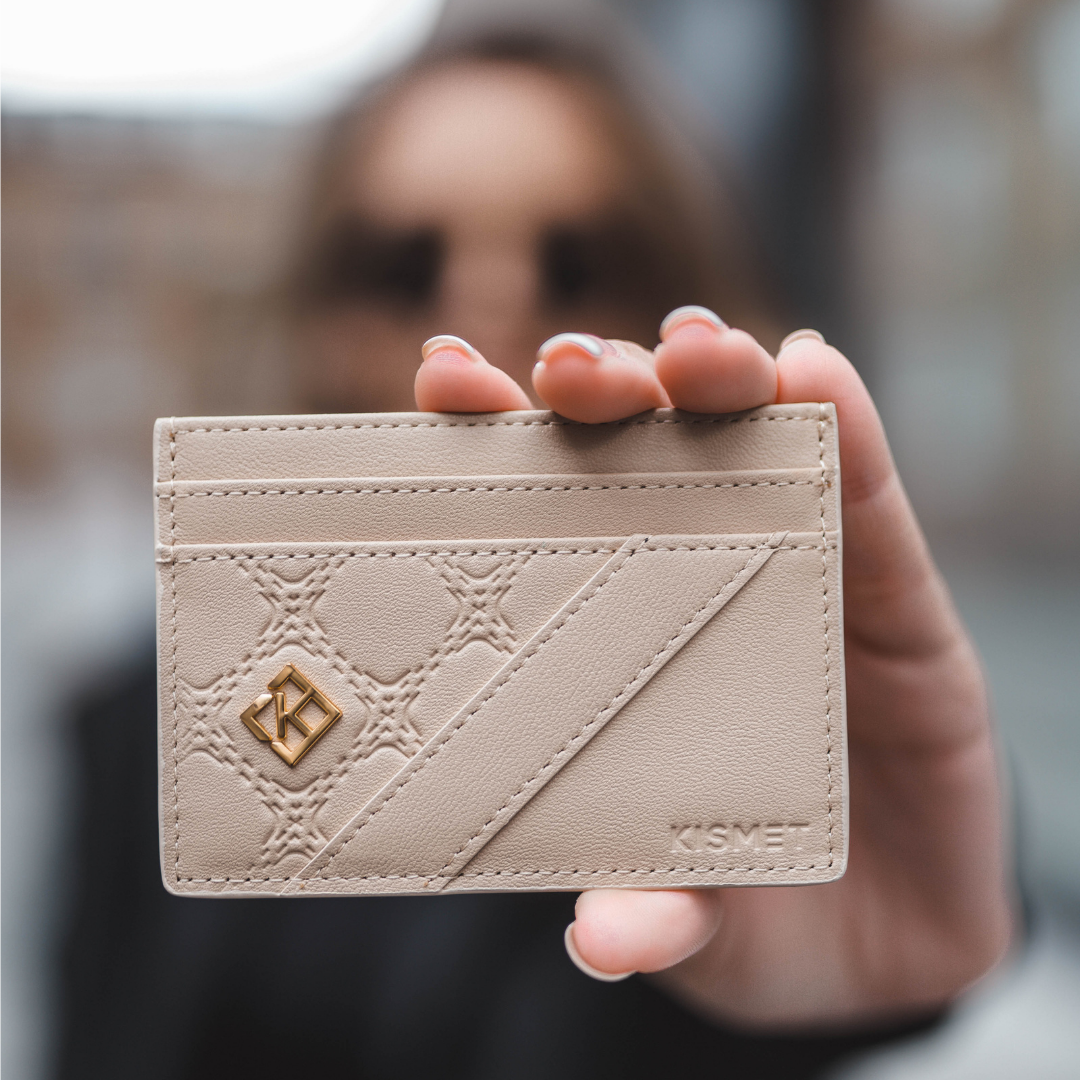 Ladies Leather Card Holder | Beige Cardholder | Kismet London