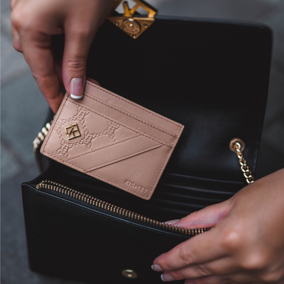 Pink Nude Leather Cardholder