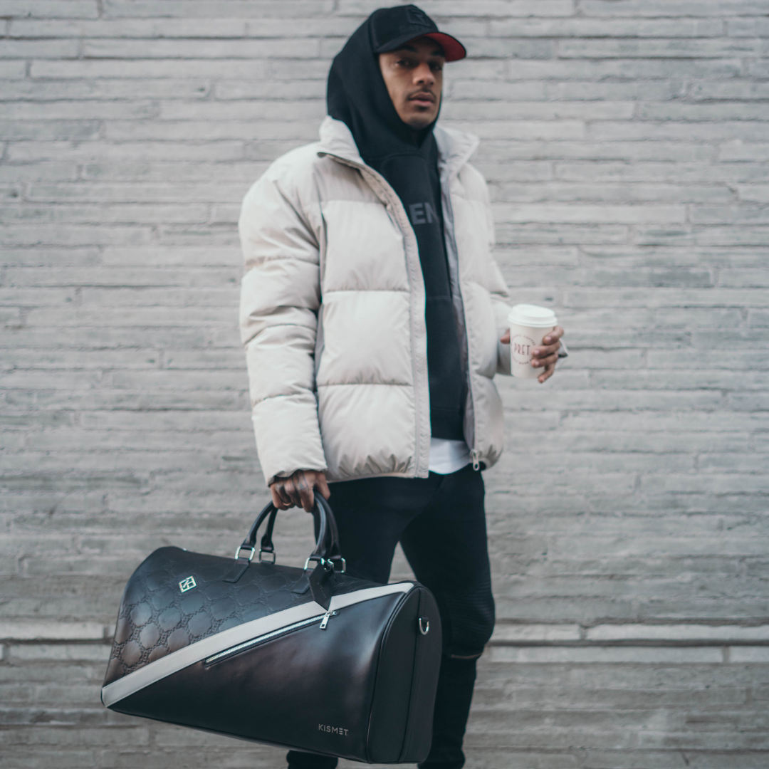 Split Design Duffel Bag - Grey