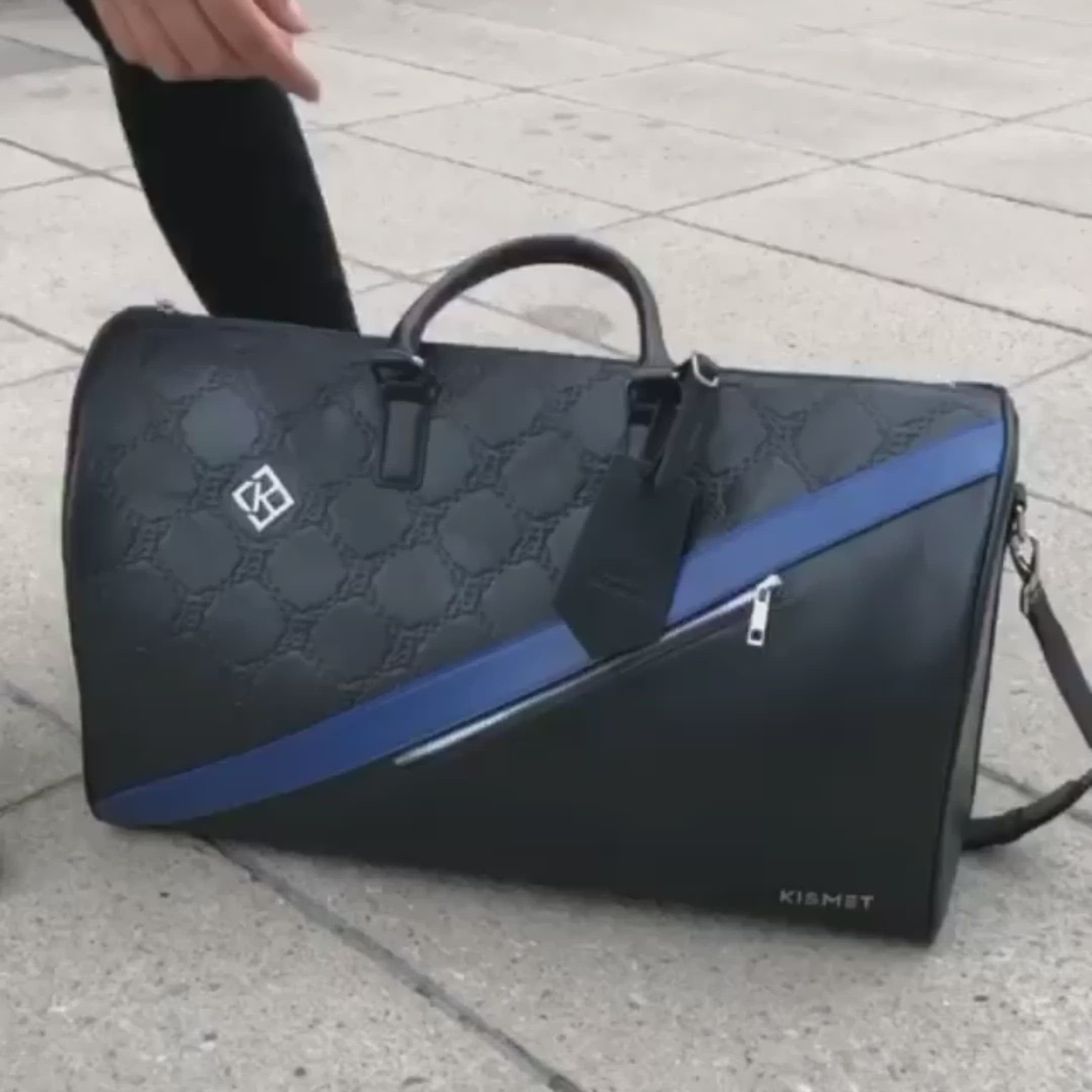 Blue Duffel Bag | Holdall Bag | Leather Gym Bag | Kismet London