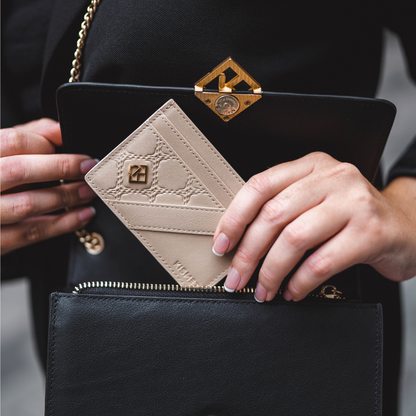 Ladies Leather Card Holder | Beige Cardholder | Kismet London