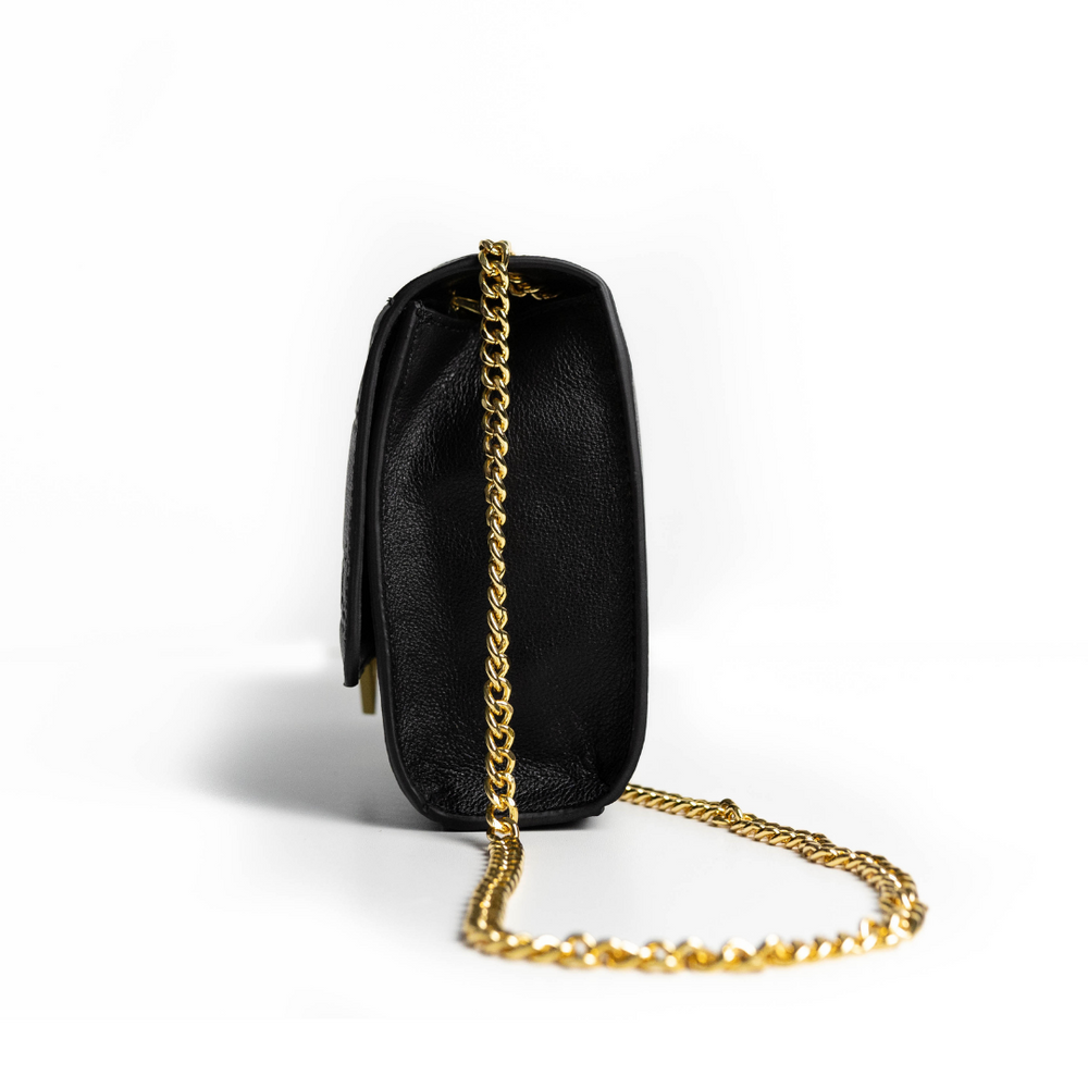 Black leather Envelope chain crossbody bag